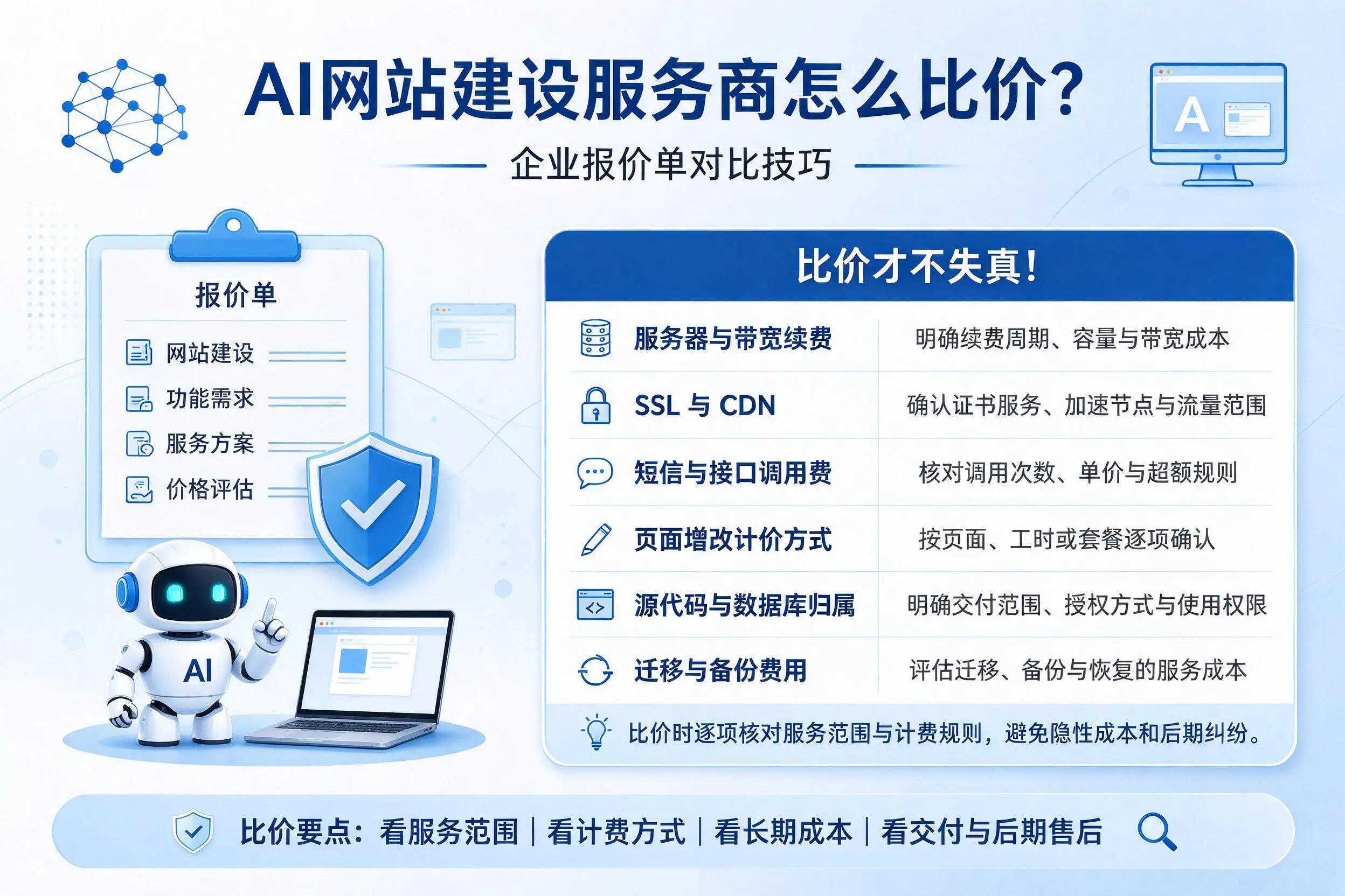 AI网站建设服务商怎么比价?阳江企业报价单对比技巧